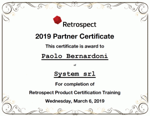 Retrospect certificazione